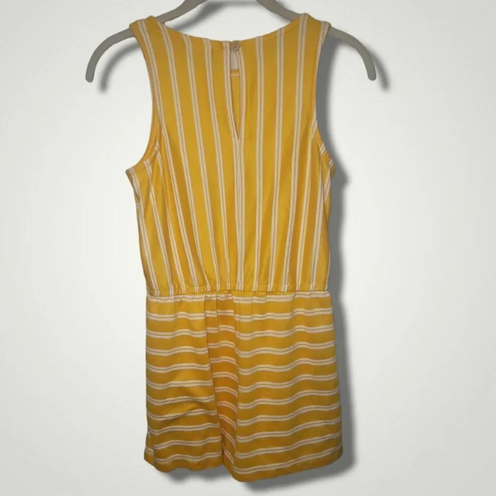 Yellow and white striped copper key girls romper XL Butter Yellow